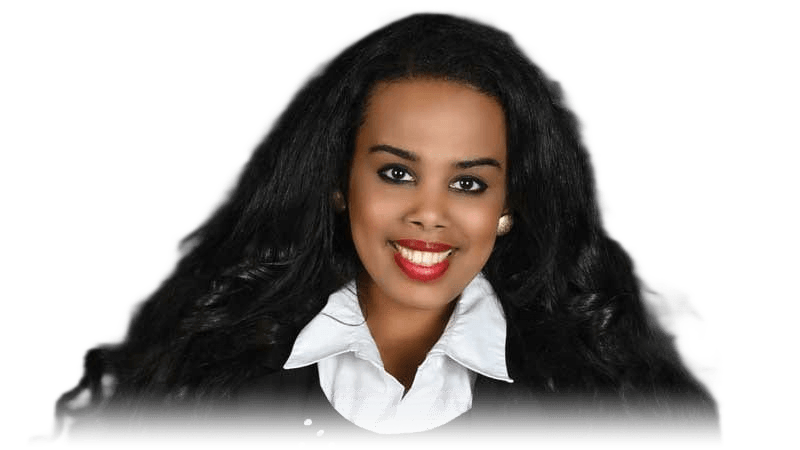Meseret Haileyesus, portrait on a dark ground