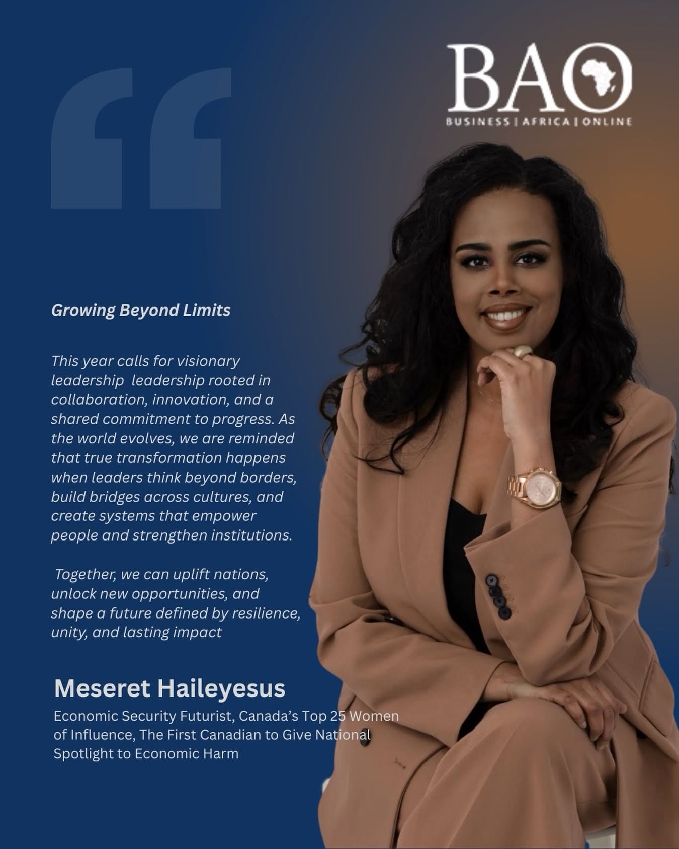 Business Africa Online feature on Meseret Haileyesus, Growing Beyond Limits