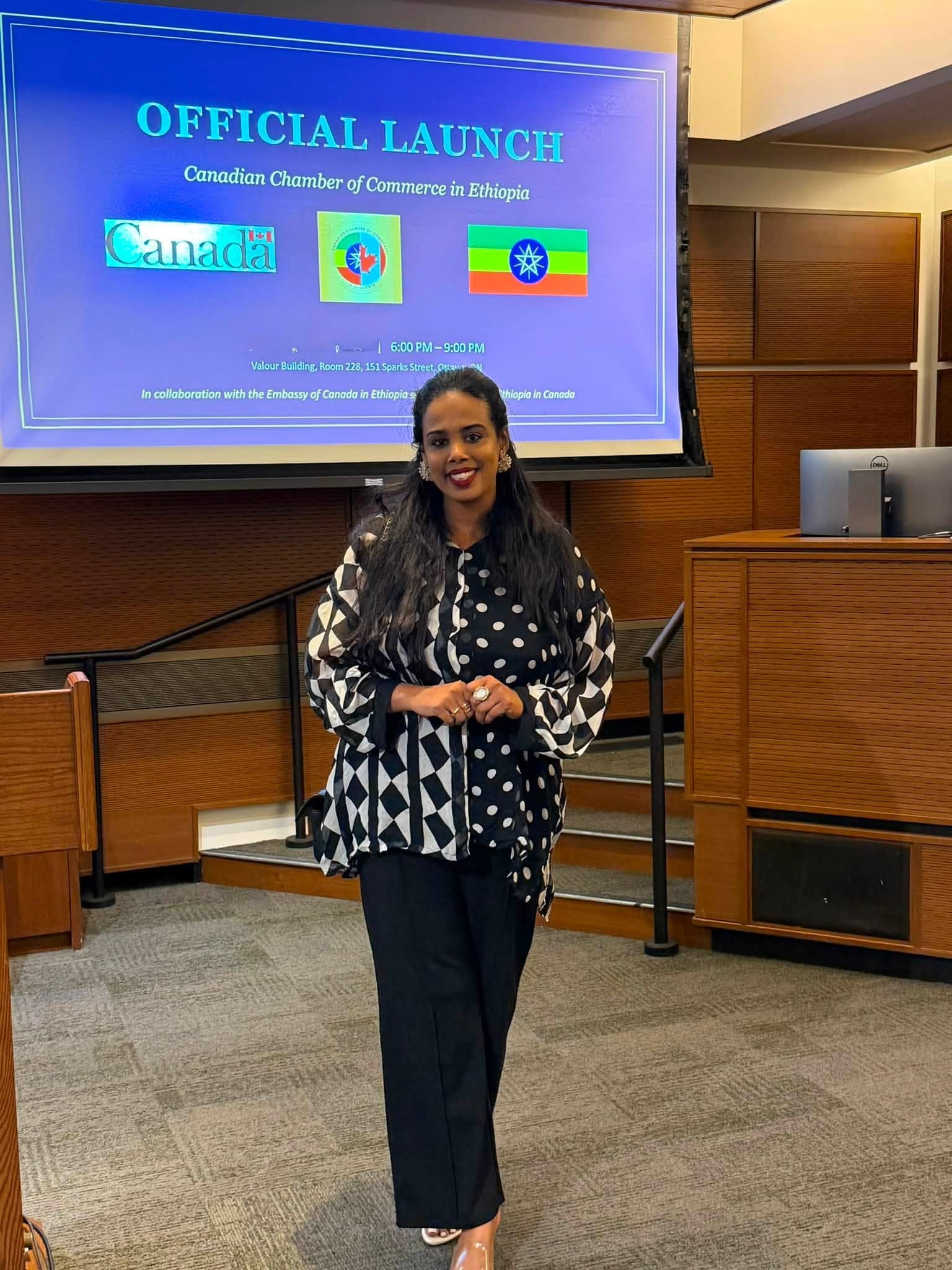 Meseret Haileyesus at the official launch of the Canadian Chamber of Commerce in Ethiopia