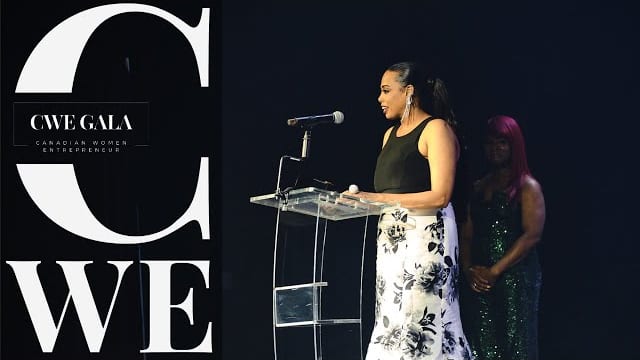 Meseret Haileyesus speaking at the Canadian Women Entrepreneur Gala